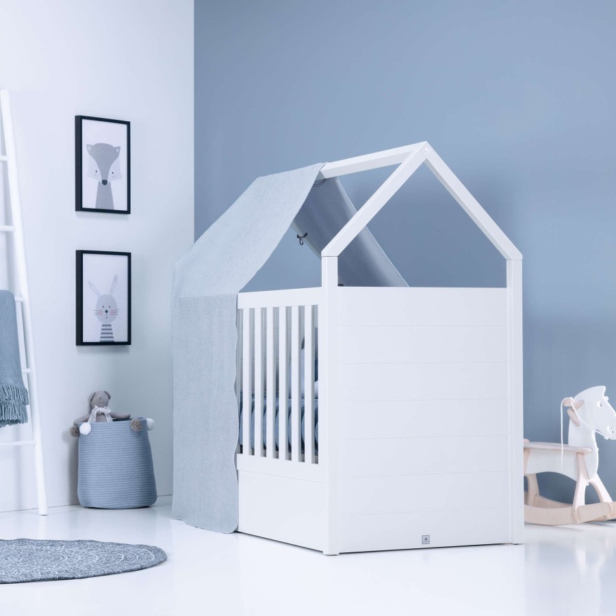 Kinderbetten Fur Kinder Alondra | White Montessori House Cot And Teepee Tent Bed (5In1) 70X140 Auna Alba Blu