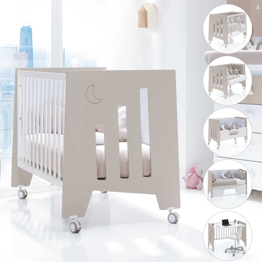 Kinderbetten Fur Kinder Alondra | Cot And Desk 60X120Cm 5 Stages Omni Beige · C181-M7753