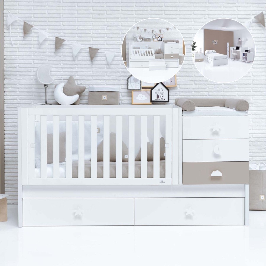 Verwandelbare Betten Alondra | Convertible Crib Sero Bubble · K554 Beige