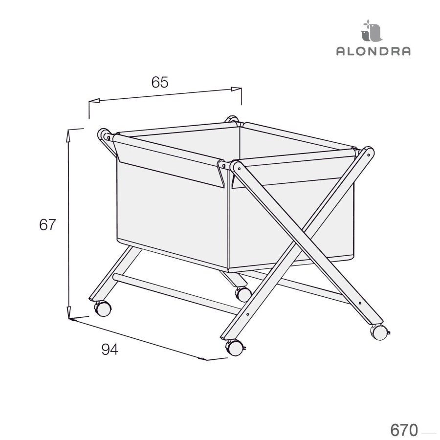 Kinderbetten Alondra | Blue Baby Crib With Wheels · 670-151 Navio Celeste