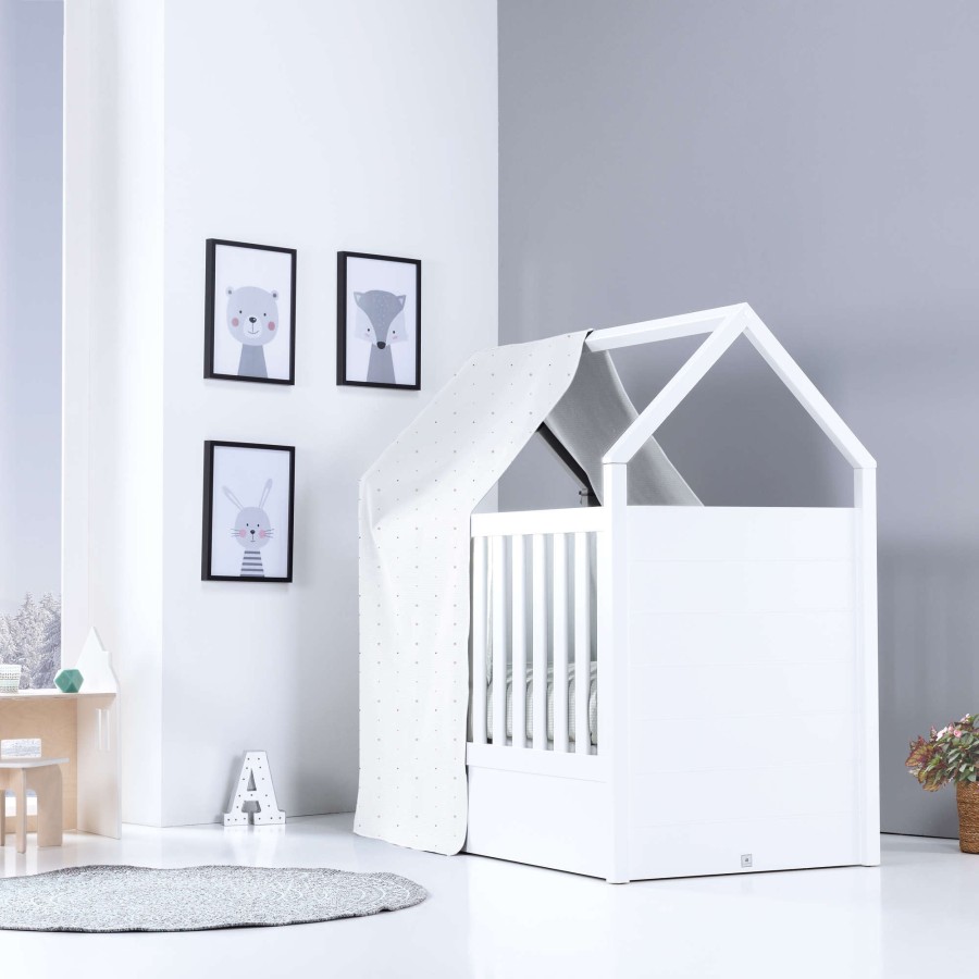 Kinderbetten Fur Kinder Alondra | White Montessori House Cot And Teepee Tent Bed (5In1) 70X140 Auna Galaxy