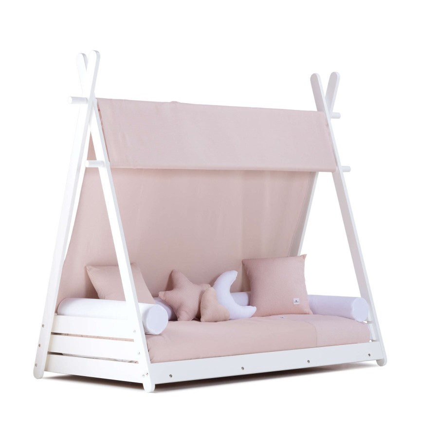 Montessori Alondra | Montessori Kids Bed Homy-Xl 90X200Cm - 122 Cremarosa Mit Himmel