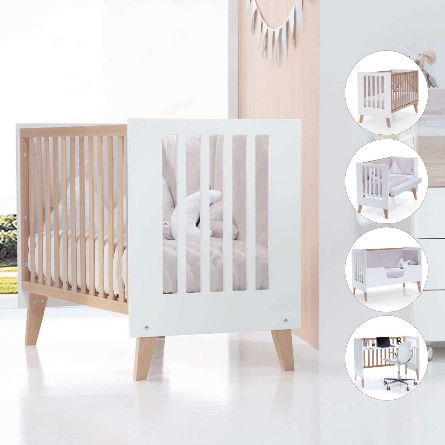 Kinderbetten Fur Kinder Alondra | Wooden Co-Sleeping Cot 4 In 1 Nexor Natural · C187R-M7795