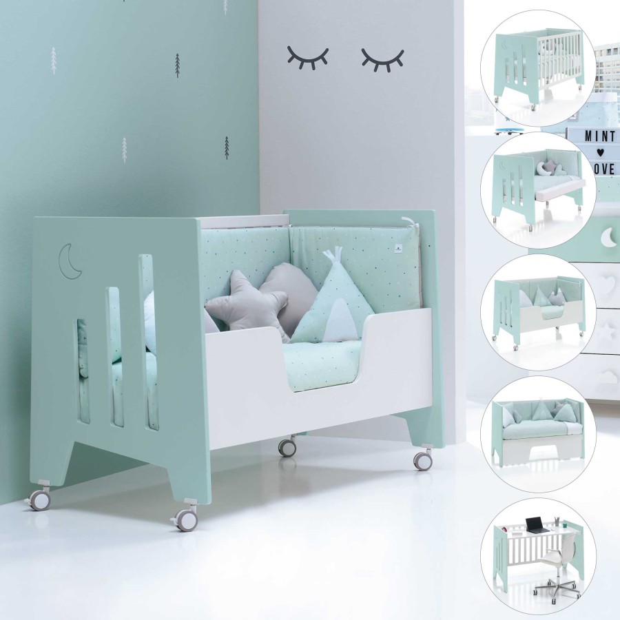 Kinderbetten Fur Kinder Alondra | Cot And Desk 60X120Cm 5 Stages Omni Mint · C181-M7755