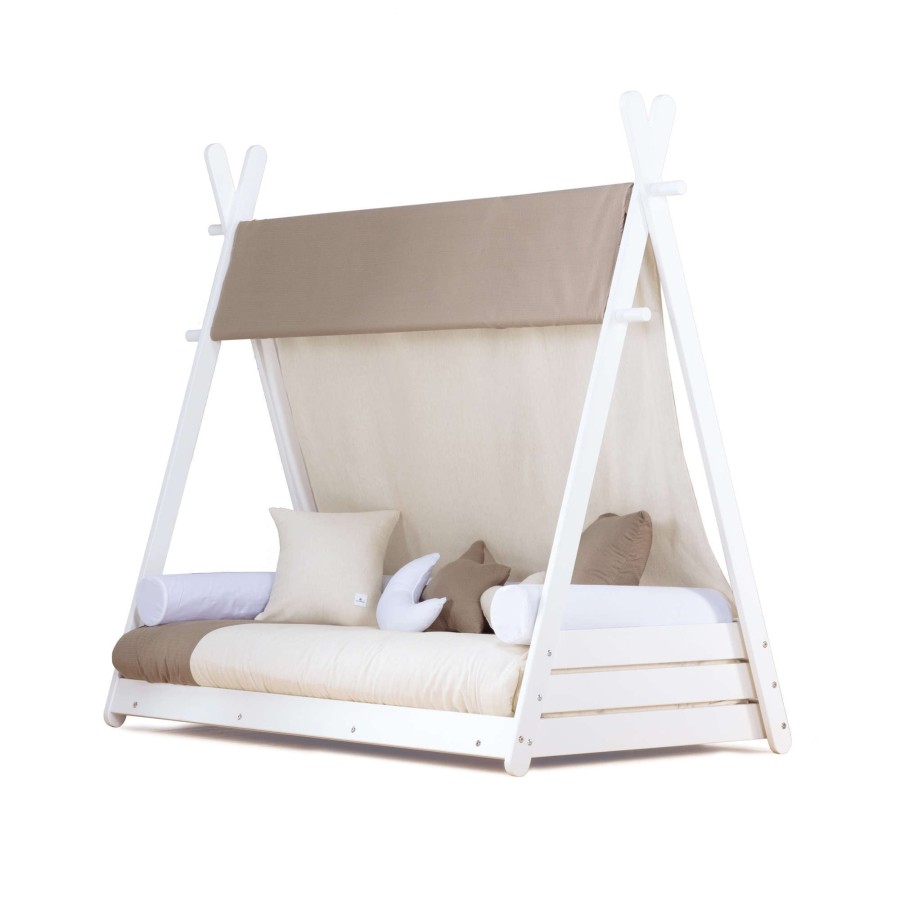 Montessori Alondra | Montessori Kids Bed Homy-Xl 90X200Cm - 126 Sahara Sand Mit Himmel