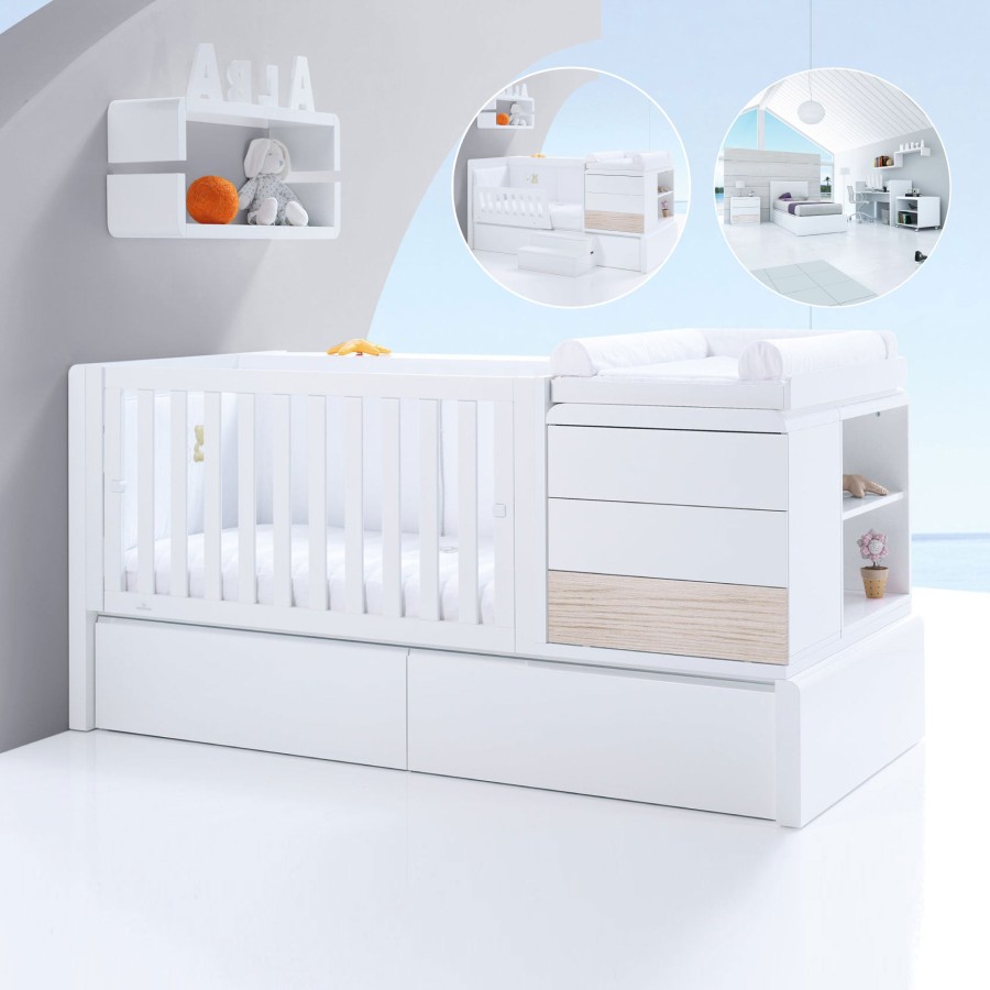 Kinderbetten Fur Kinder Alondra | Premium Kurve Convertible Crib · Coco (Dropside On The Left) · K417 White Oak