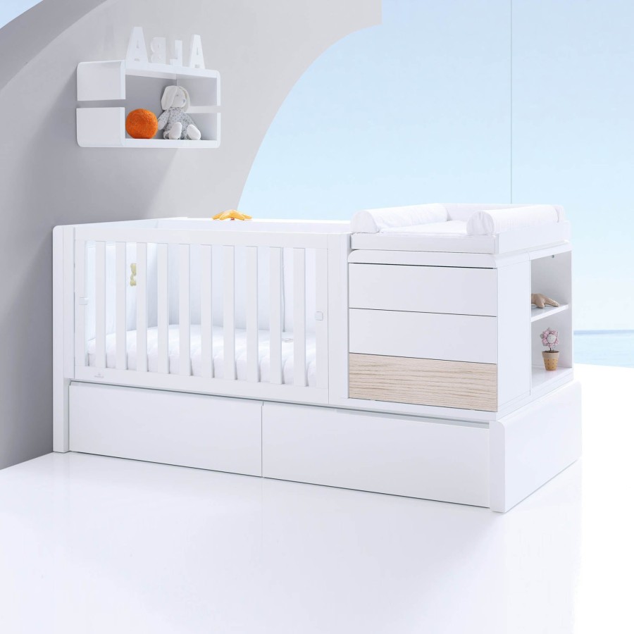 Kinderbetten Fur Kinder Alondra | Premium Kurve Convertible Crib · Coco (Dropside On The Left) · K417 White Oak