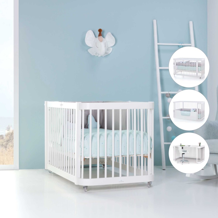 Kinderbetten Fur Kinder Alondra | Cot- Bed For Babies (3In1) Crea Due White 70X140 - C300