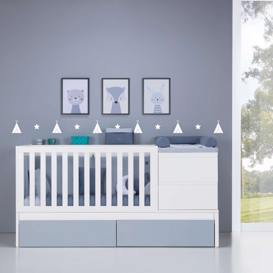 Verwandelbare Betten Alondra | Convertible Crib 70X140 Inside Blu Denim · K404-M1141