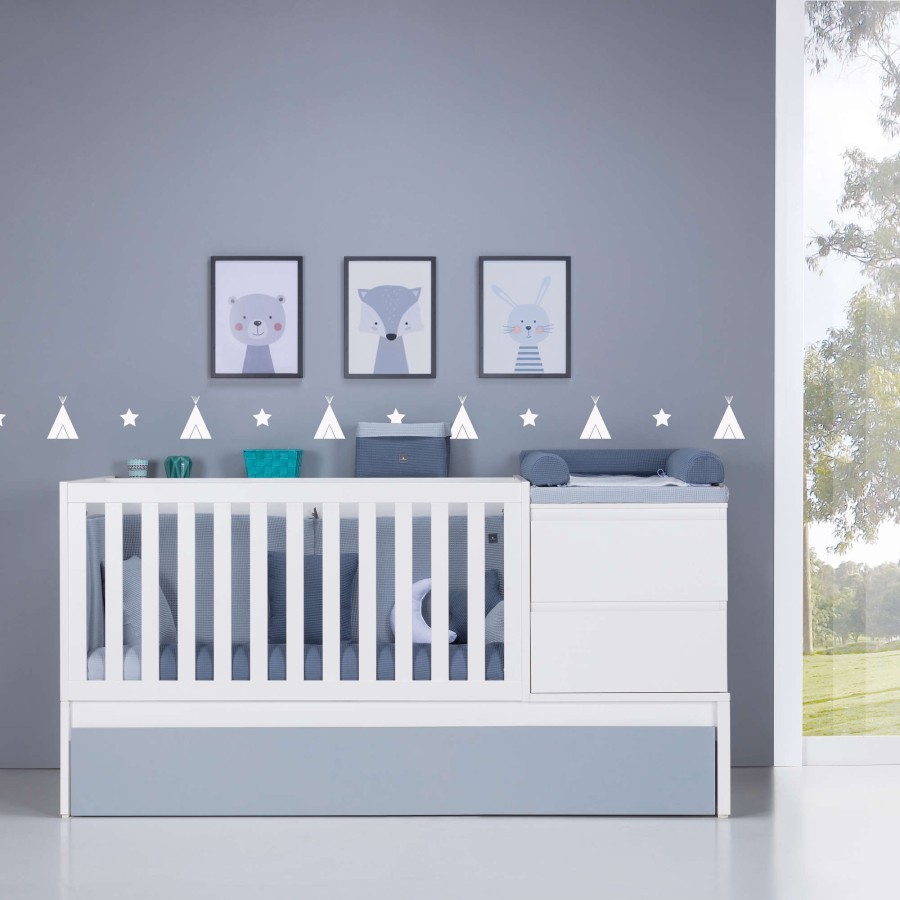 Verwandelbare Betten Alondra | Convertible Crib 70X140 Inside Blu Denim · K404-M1141