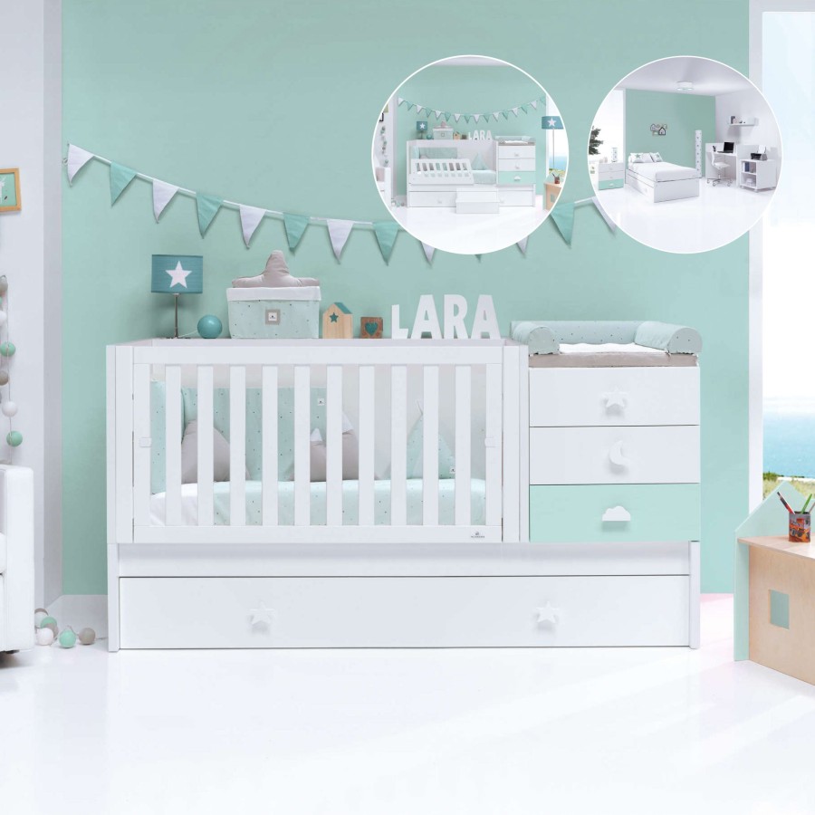 Verwandelbare Betten Alondra | Convertible Crib Sero Bubble Mint · K554 Mint Green