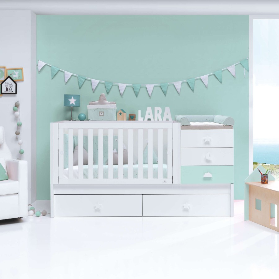 Verwandelbare Betten Alondra | Convertible Crib Sero Bubble Mint · K554 Mint Green