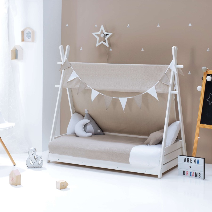 Montessori Alondra | Montessori Bed 70X140Cm Homy Arena Mit Himmel