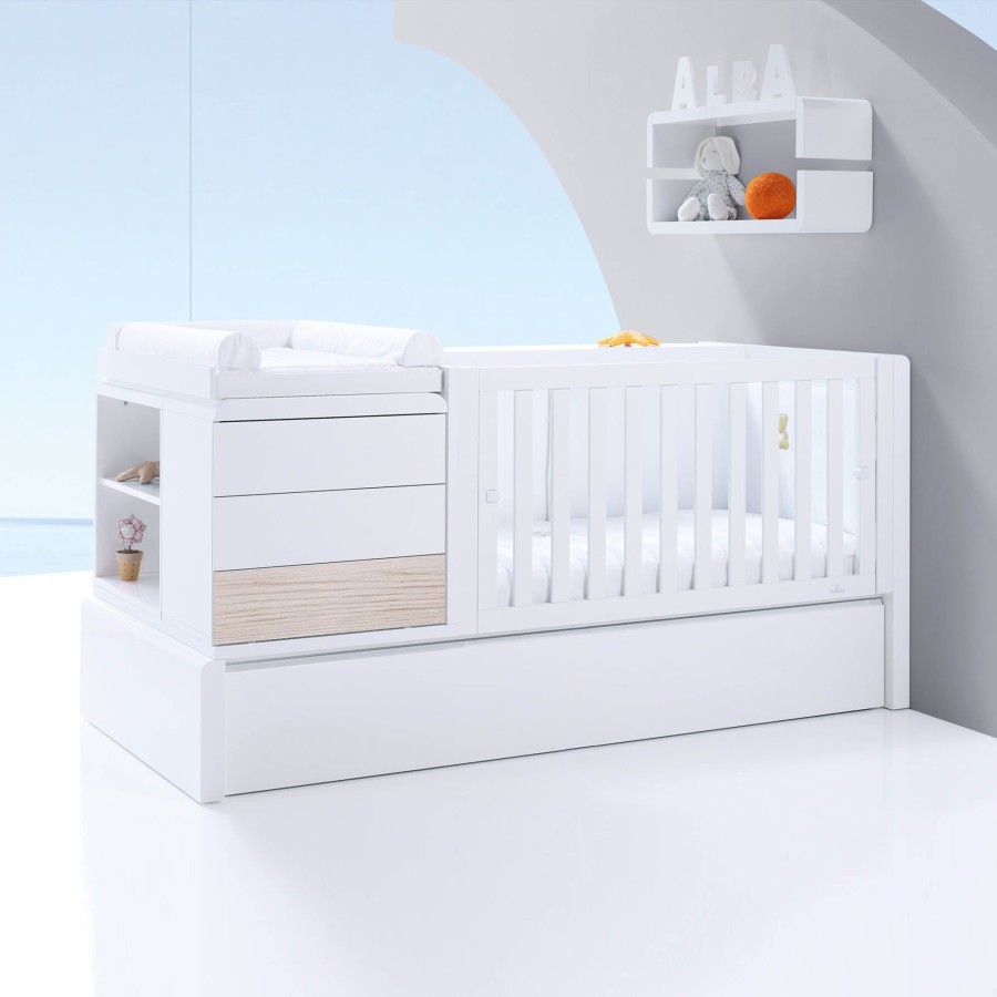 Kinderbetten Fur Kinder Alondra | Premium Kurve Convertible Crib · Coco (Dropside On The Right) · K417 White Oak