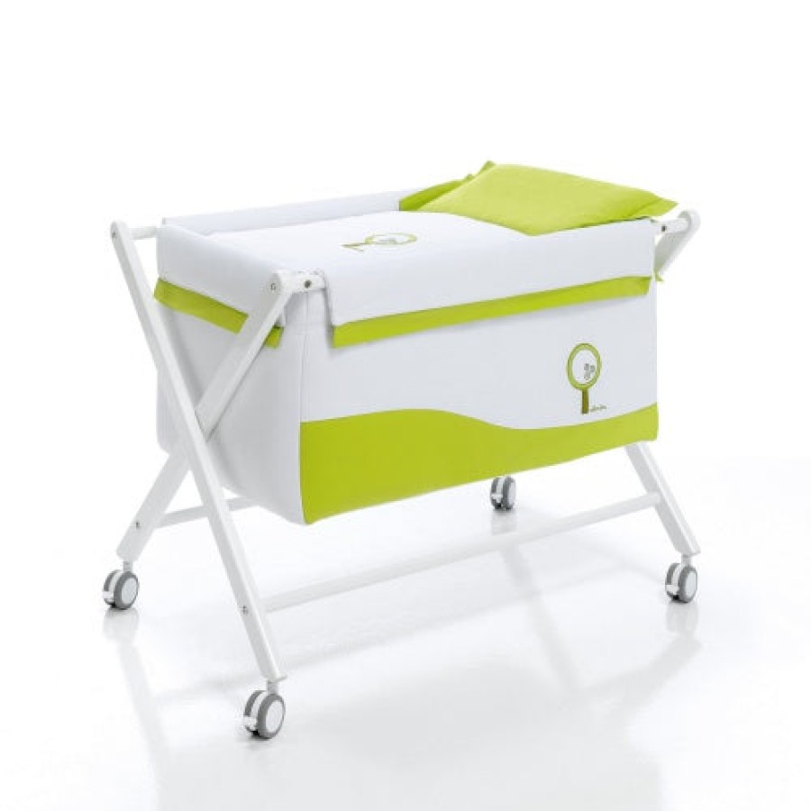 Kinderbetten Alondra | Scissor Baby Crib With Complete Textile In 670-L54 Green