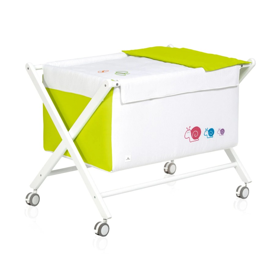 Kinderbetten Alondra | White And Green Sissor Baby Crib · 670-251 251 Verde