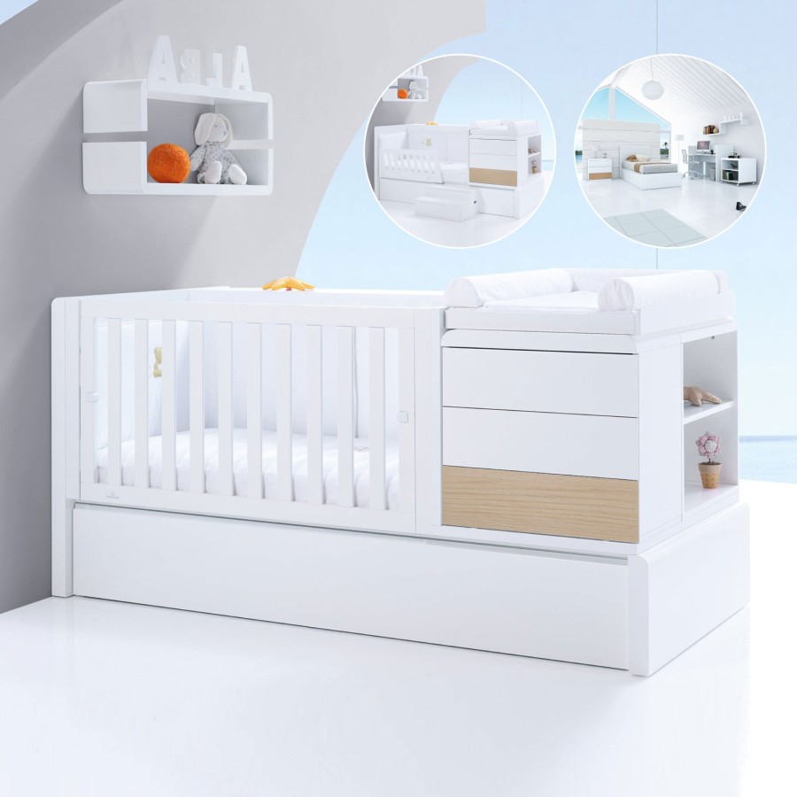 Kinderbetten Fur Kinder Alondra | Premium Kurve Convertible Crib · Nature (Dropside On The Left) · K417 Natural Oak