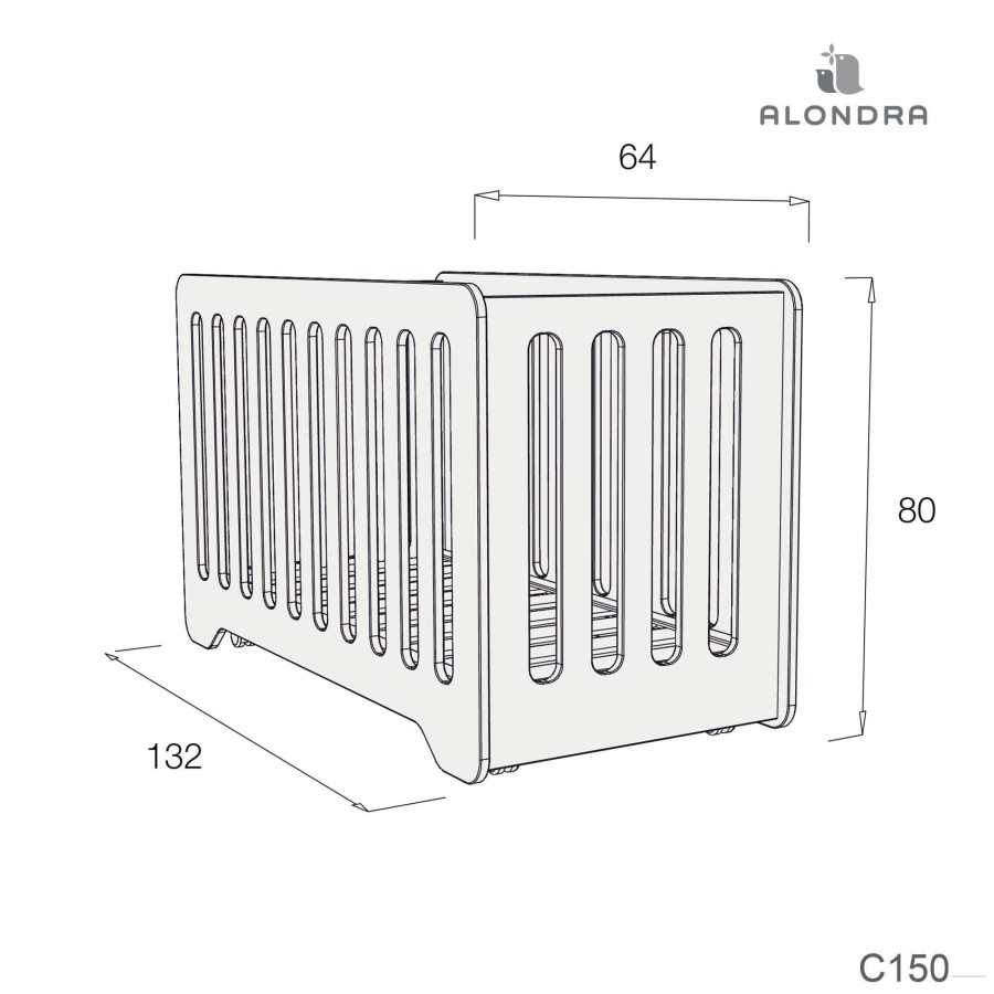 Kinderbetten Fur Kinder Alondra | Cot 60X120 With Multi-Position Base Gloss Finish · C150 Weiss