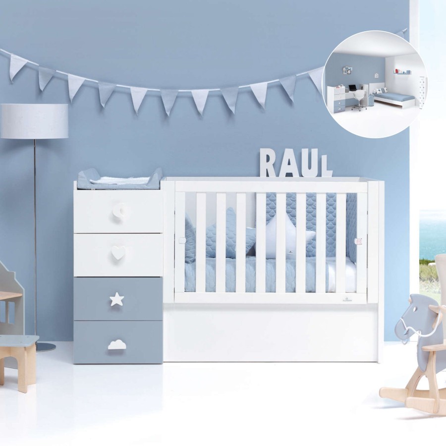 Verwandelbare Betten Alondra | Convertible Crib - Just Bubble Blue · K374-M7741