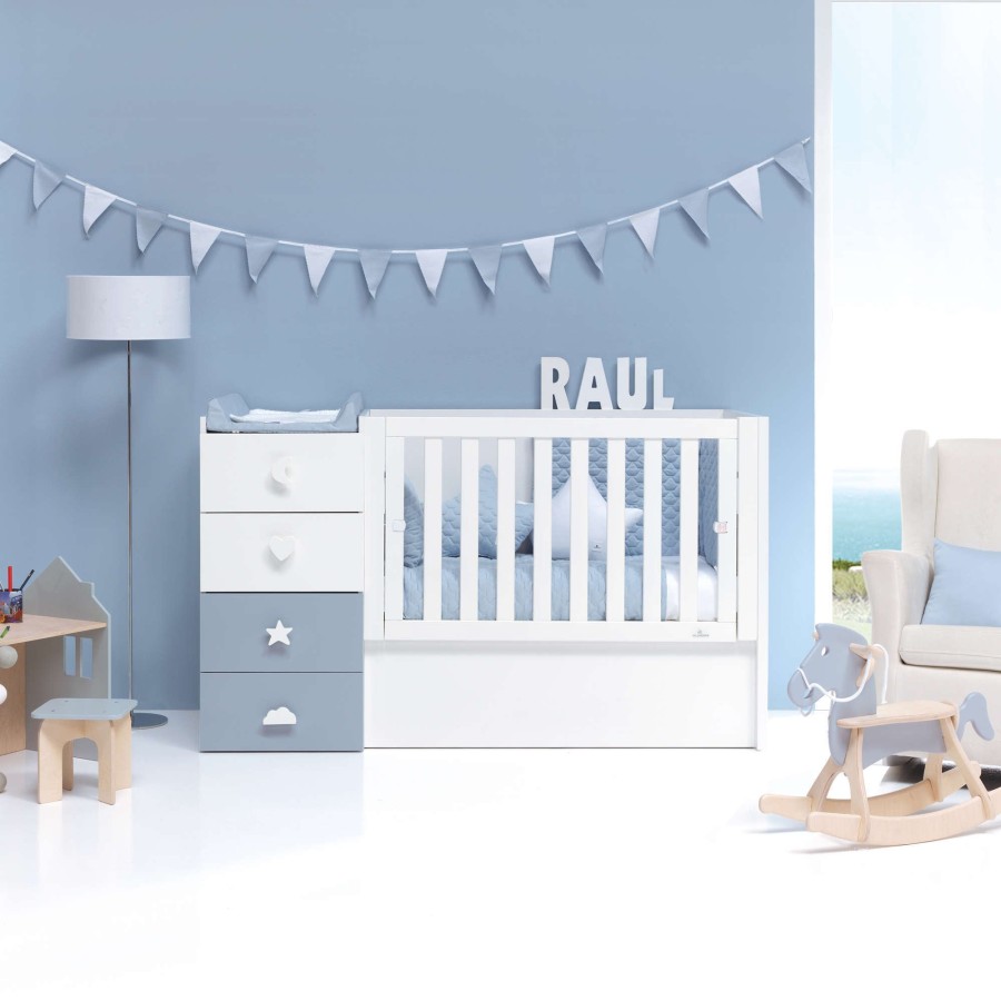 Verwandelbare Betten Alondra | Convertible Crib - Just Bubble Blue · K374-M7741