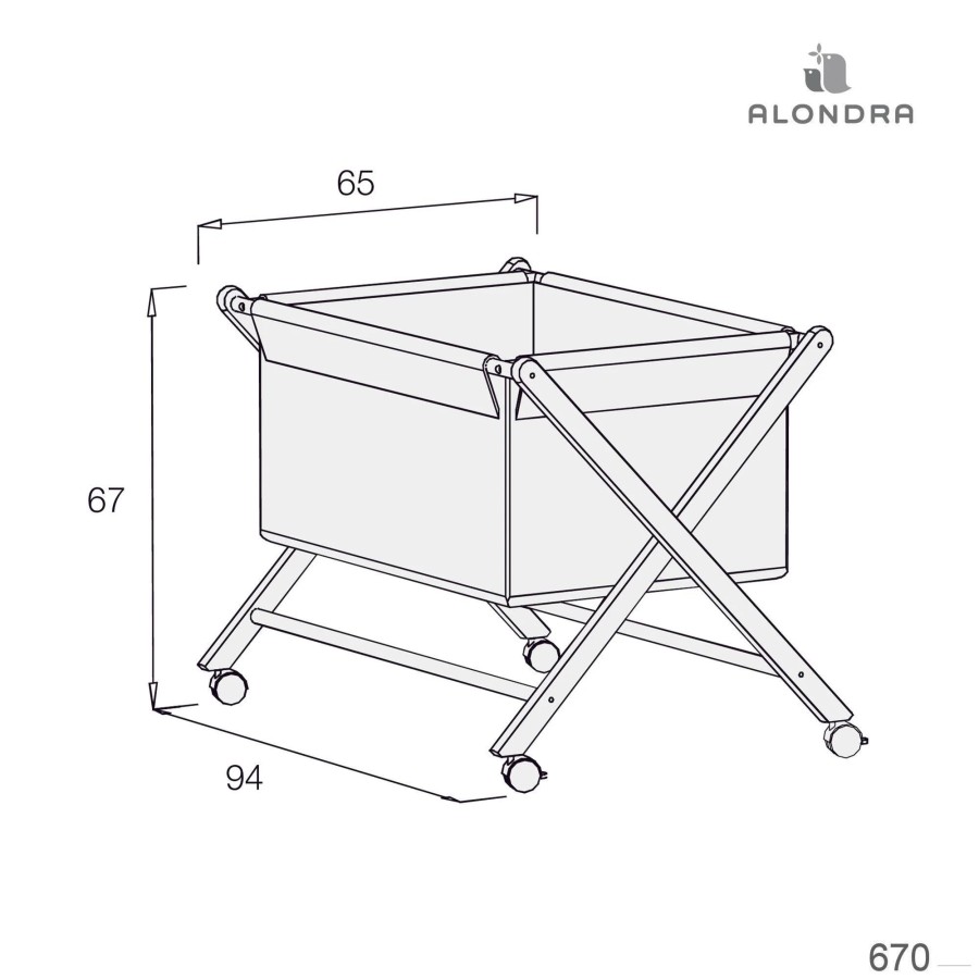 Kinderbetten Alondra | Grey Scissor Baby Crib · 670-V9323 V93 Vintage