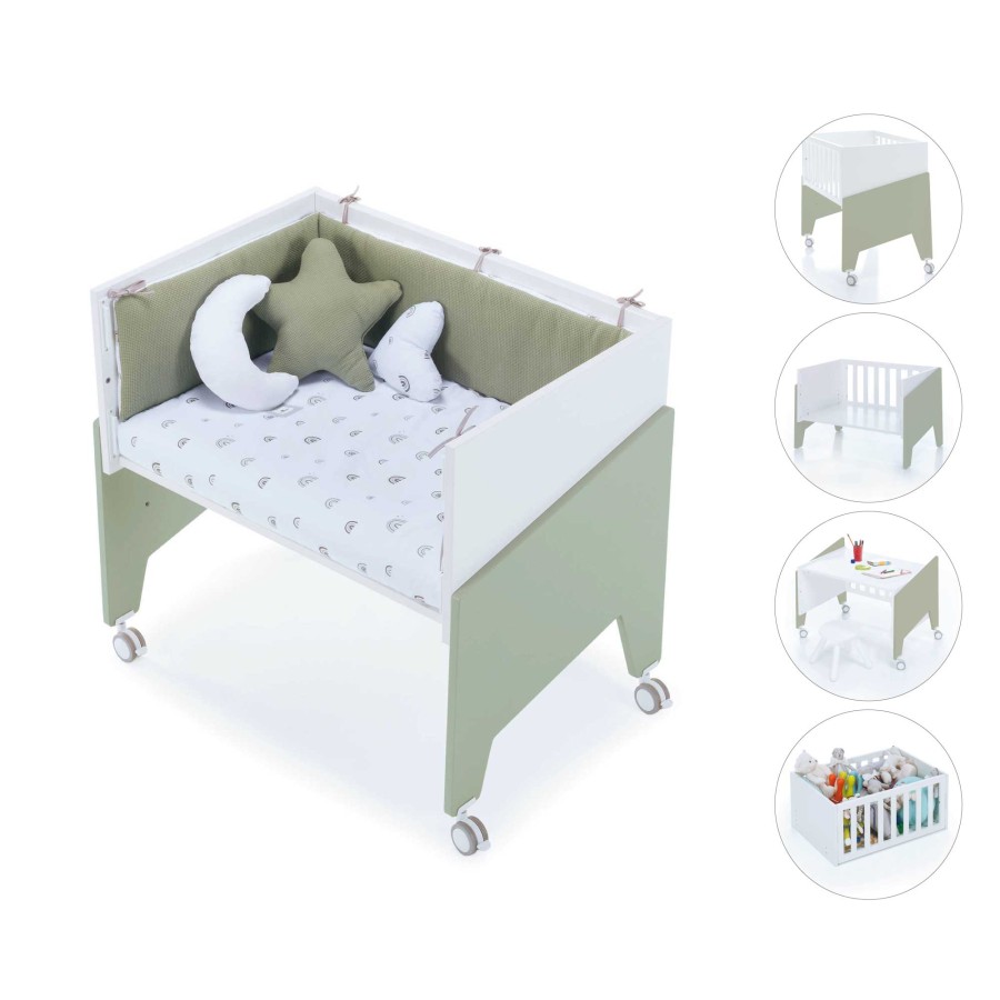 Kinderbetten Alondra | Olive-Green Co-Sleeping Crib 50X80 Equo · C10-M7756