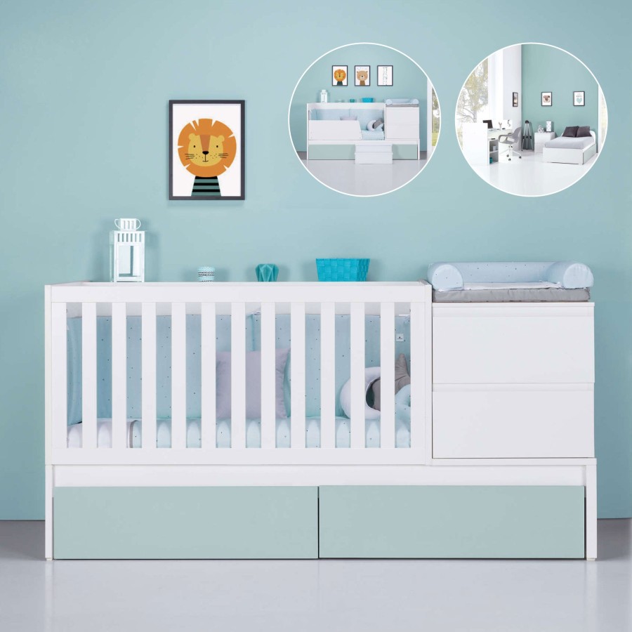 Verwandelbare Betten Alondra | Convertible Crib 70X140 Inside Mint · K404-M1155