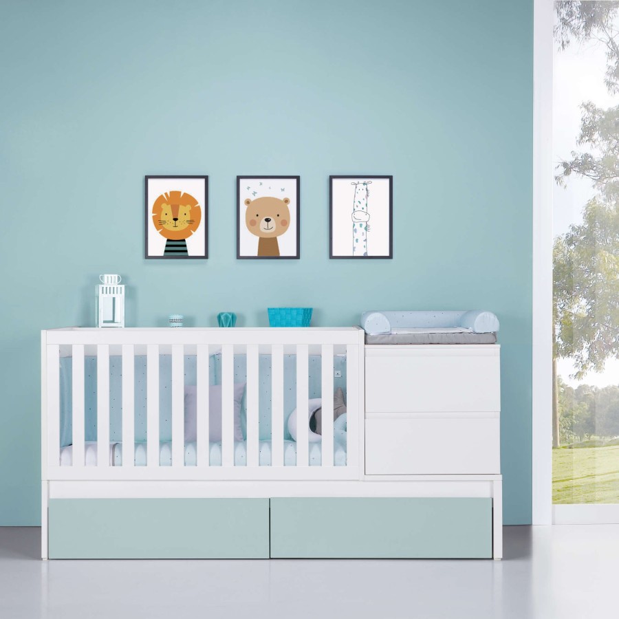 Verwandelbare Betten Alondra | Convertible Crib 70X140 Inside Mint · K404-M1155