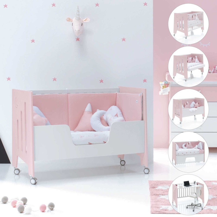 Kinderbetten Fur Kinder Alondra | Cot And Desk 60X120Cm 5 Stages Omni Pink · C181-M7742