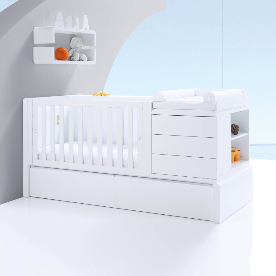 Kinderbetten Fur Kinder Alondra | Premium Kurve Convertible Crib · (Dropside On The Left) · K417 White