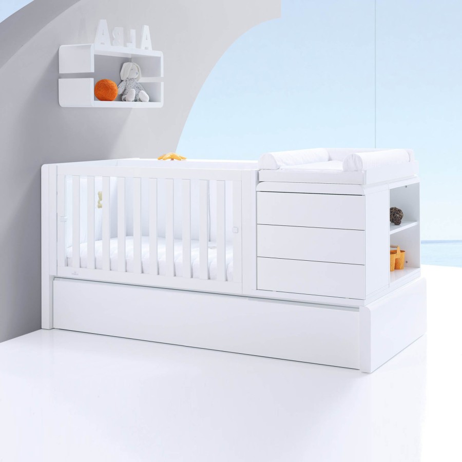 Kinderbetten Fur Kinder Alondra | Premium Kurve Convertible Crib · (Dropside On The Left) · K417 White