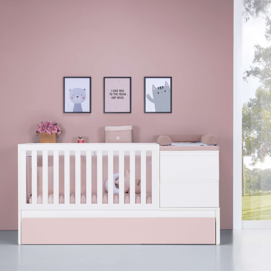 Verwandelbare Betten Alondra | Convertible Crib 70X140 Inside Flamingo · K404-M1142