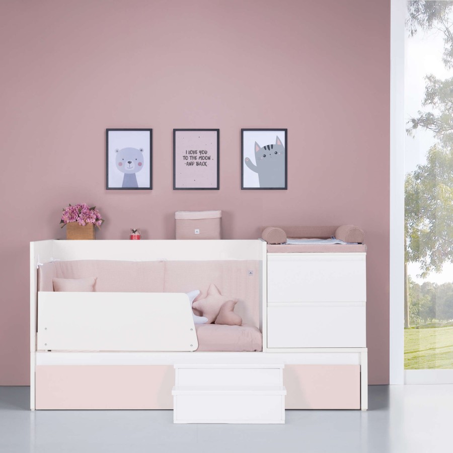 Verwandelbare Betten Alondra | Convertible Crib 70X140 Inside Flamingo · K404-M1142