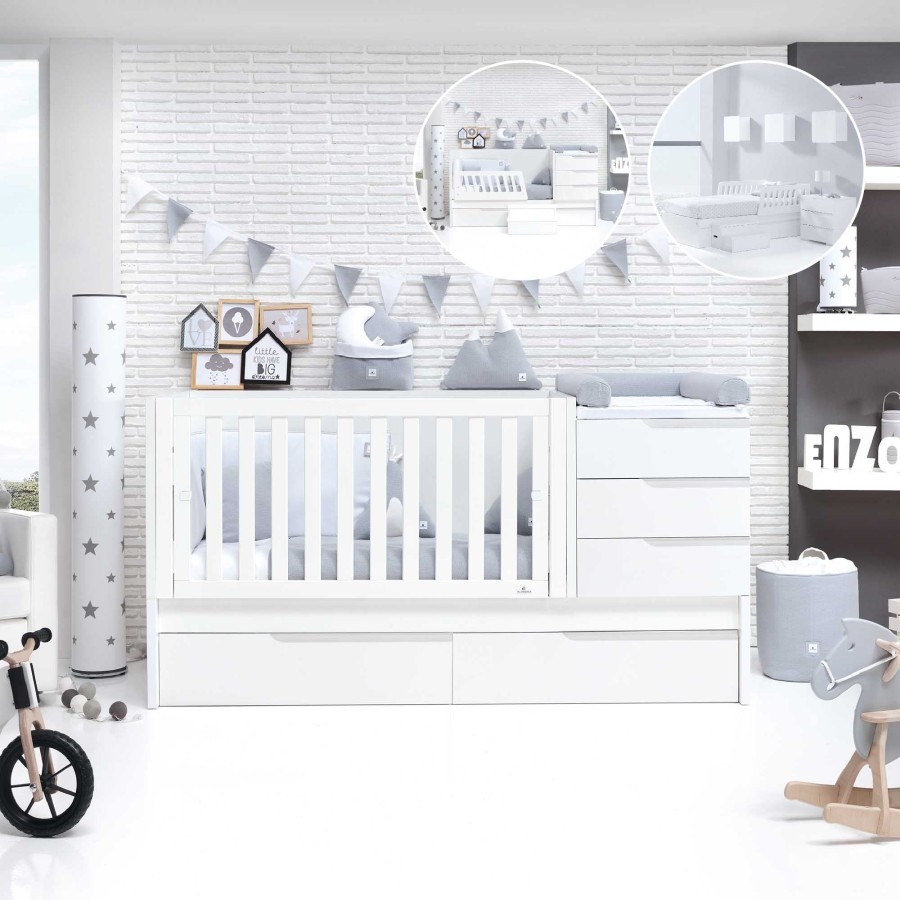 Verwandelbare Betten Alondra | Convertible Crib 70X140 Sero Evolutive White Artik · K502