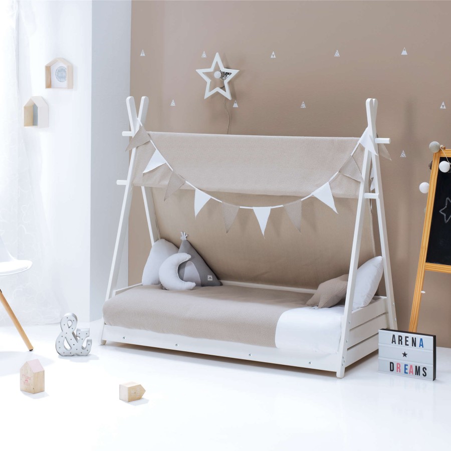 Montessori Alondra | Montessori Kids Bed Homy-Xl 90X200Cm - 153 Arena Mit Himmel